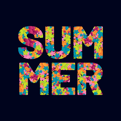 Kata Summer Dibuat Dari Bunga Abstrak Ilustrasi Stok - Unduh Gambar