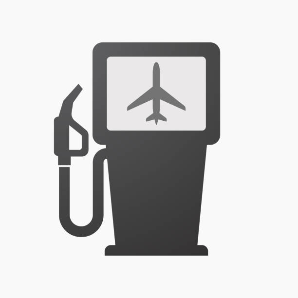 Isolated fuel pump with a plane Illustration of an isolated fuel pump with a plane fossil fuel stock illustrations