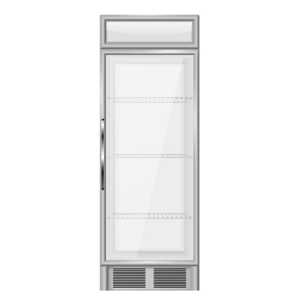 Display refrigerator, merchandiser Display refrigerator, merchandiser. Vector illustration isolated on white background merchandiser stock illustrations