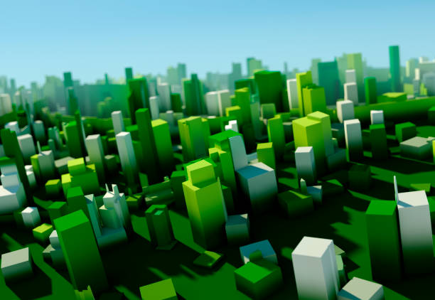 istock Salad Rotated Geometric Elements Art Pattern City Blur 3D 990884956