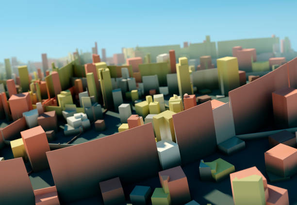 istock Vintage Rotated Geometric Elements Art Pattern City Blur 3D 990885322