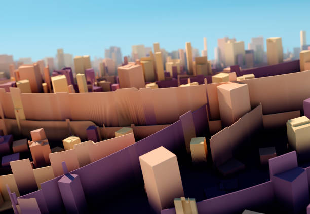 istock Soul Rotated Geometric Elements Art Pattern City Blur 3D 990885406