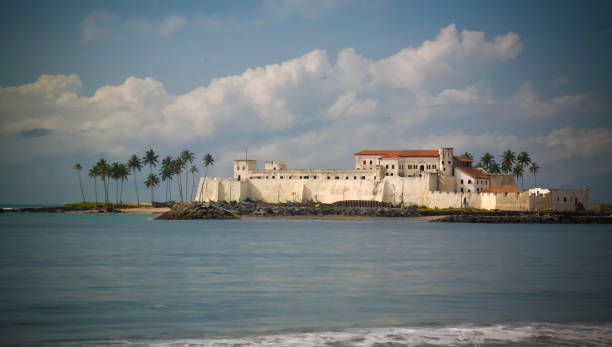 Exterior view to Elmina castle and fortress, Ghana stock photo