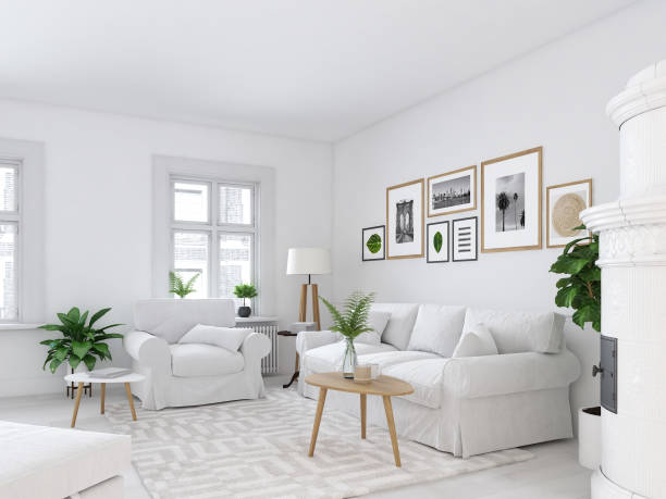 istock living room with picture frames and fireplace. 3d rendering 990899328