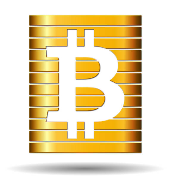 istock Abstract symbol of bitcoin, gold metal strips 990903208