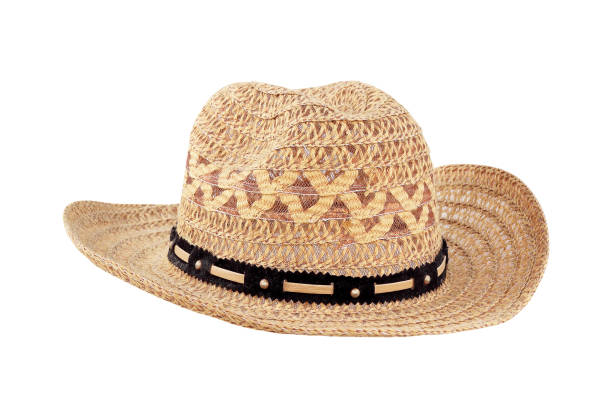 istock Pretty straw hat isolated on white background, Brown straw hat isolated on white background 990903776