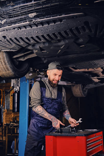 istock Mechanics choose a removal tool for fixing the car. 990909478