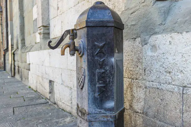 Old potable water fountain in Piazza Duomo, Pistoia