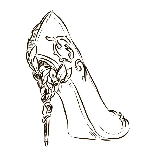 Vector illustration of Vector line fashion high heels sketch illustration