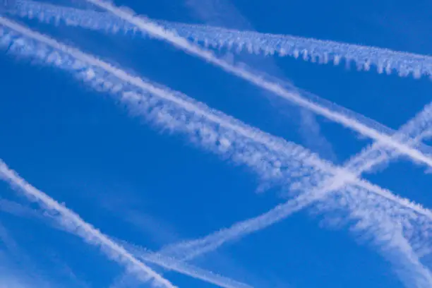 Chemtrails, according to the unproven chemtrail conspiracy theory, are long-lasting trails left in the sky by high-flying aircraft consisting of chemical or biological agents deliberately sprayed for sinister purposes undisclosed to the general public.