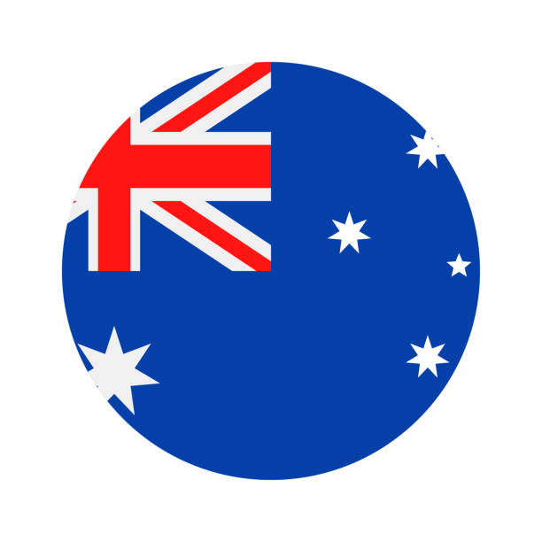 австралия - круглый флаг вектор плоская икона - australian flag stock illustrations
