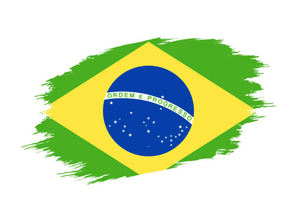 ilustraciones, imágenes clip art, dibujos animados e iconos de stock de brasil - grunge bandera vector icono plana - flag brazil brazilian flag dirty