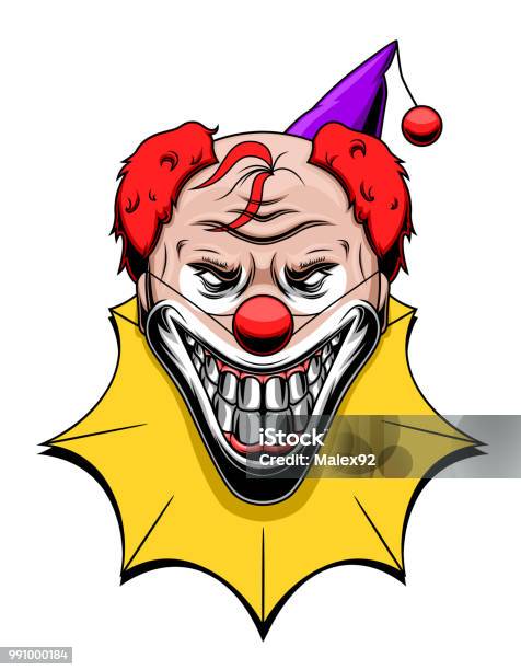 Evil Clown Stock Illustration - Download Image Now - Clown, Spooky, Horror