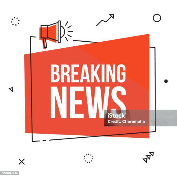 Breaking News Red Flat Vector Web Banner Stock Illustration - Download Image Now - Announcement Message, Computer Graphic, Advertisement