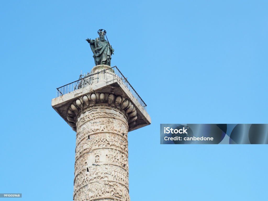 Saint Paul Column Rome Saint Paul Statue Marcus Aurelius Column Rome Italy Stock Photo ...