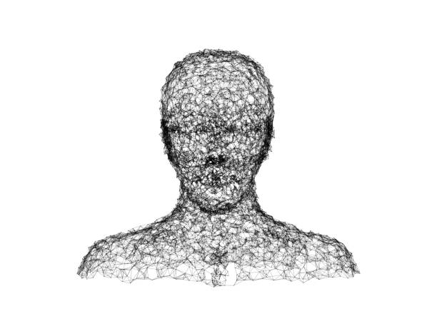 istock Chaotic lines shape a human face on white background in technology concept, artificial intelligence. 3d illustration 991019876