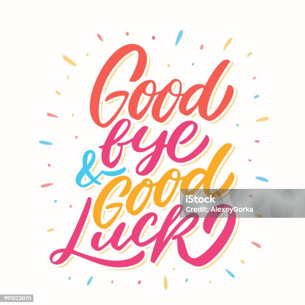 Goodbye And Good Luck Farewell Card Stock Illustration - Download Image Now - Luck, Separation, Greeting Card