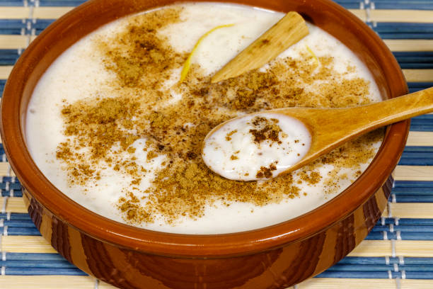 istock Dish of rice pudding with grated cinnamon. 991046716