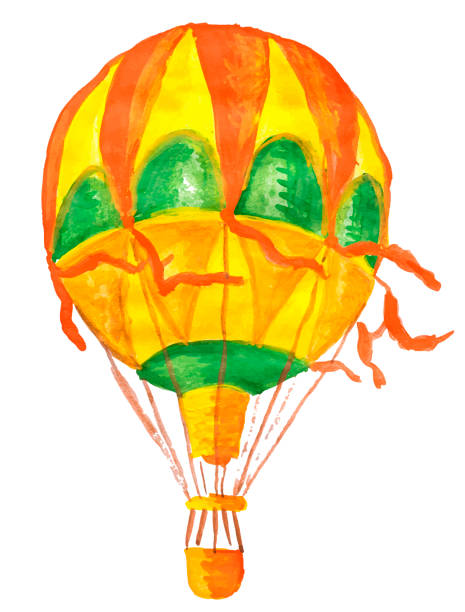 istock Hand watercolor drawing of a hot air balloon isolated on white. ESP 10 vector illustration. 991051712