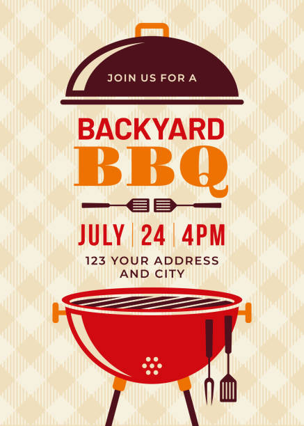 Backyard BBQ Party Invitation Template Backyard BBQ Party Invitation Template - Illustration bbq stock illustrations