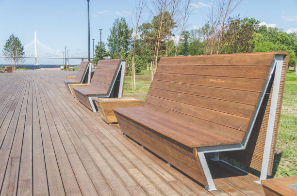 istock wooden promenade with benches 991071950