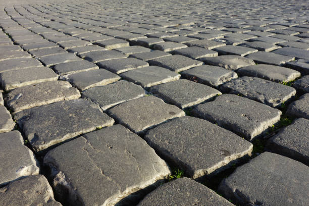 Geometrical pattern made of cobblestones in Rome