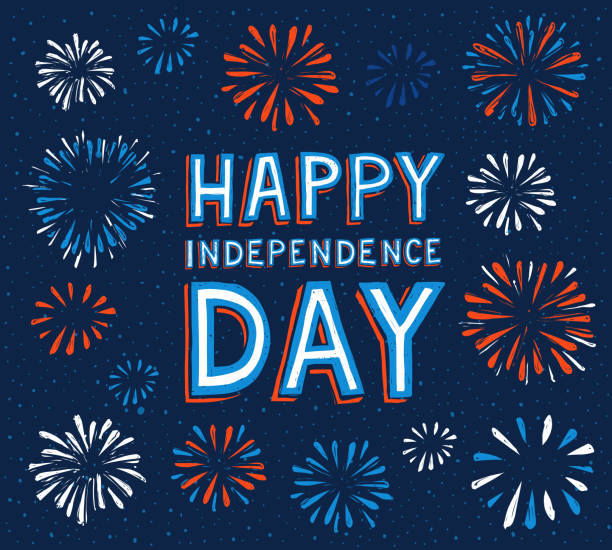 ilustrações de stock, clip art, desenhos animados e ícones de happy independence day with fireworks - dia da independência