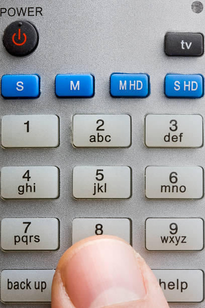 istock Close up of television remote control with number pad 991084982
