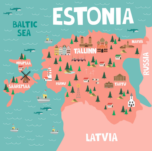 ภาพประกอบสต็อกที่เกี่ยวกับ “แผนที่ภาพประกอบของเอสโตเนีย - estonia”