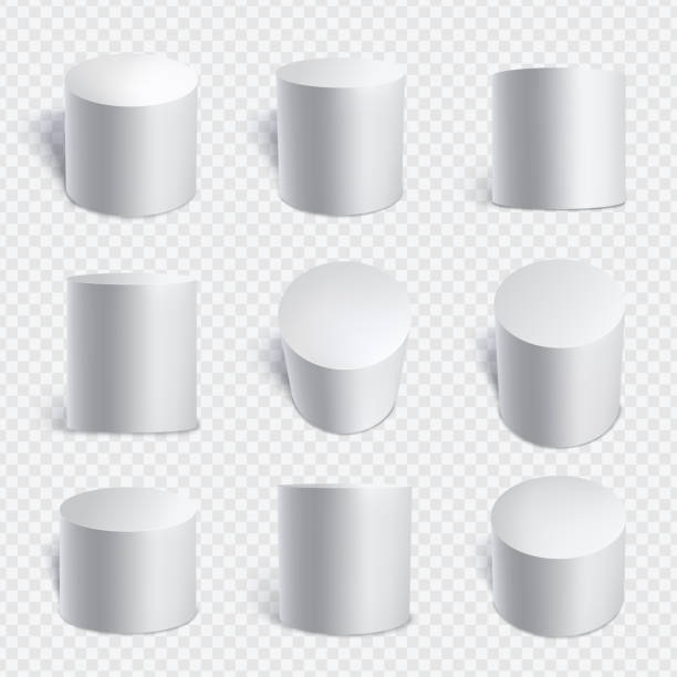zestaw realistycznych cylindrów - solid backgrounds abstract simplicity stock illustrations