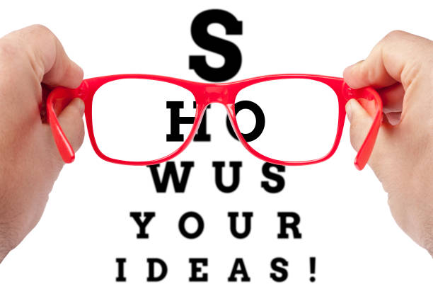 istock focusing on text Show us your ideas arranged as eye chart test 991109774