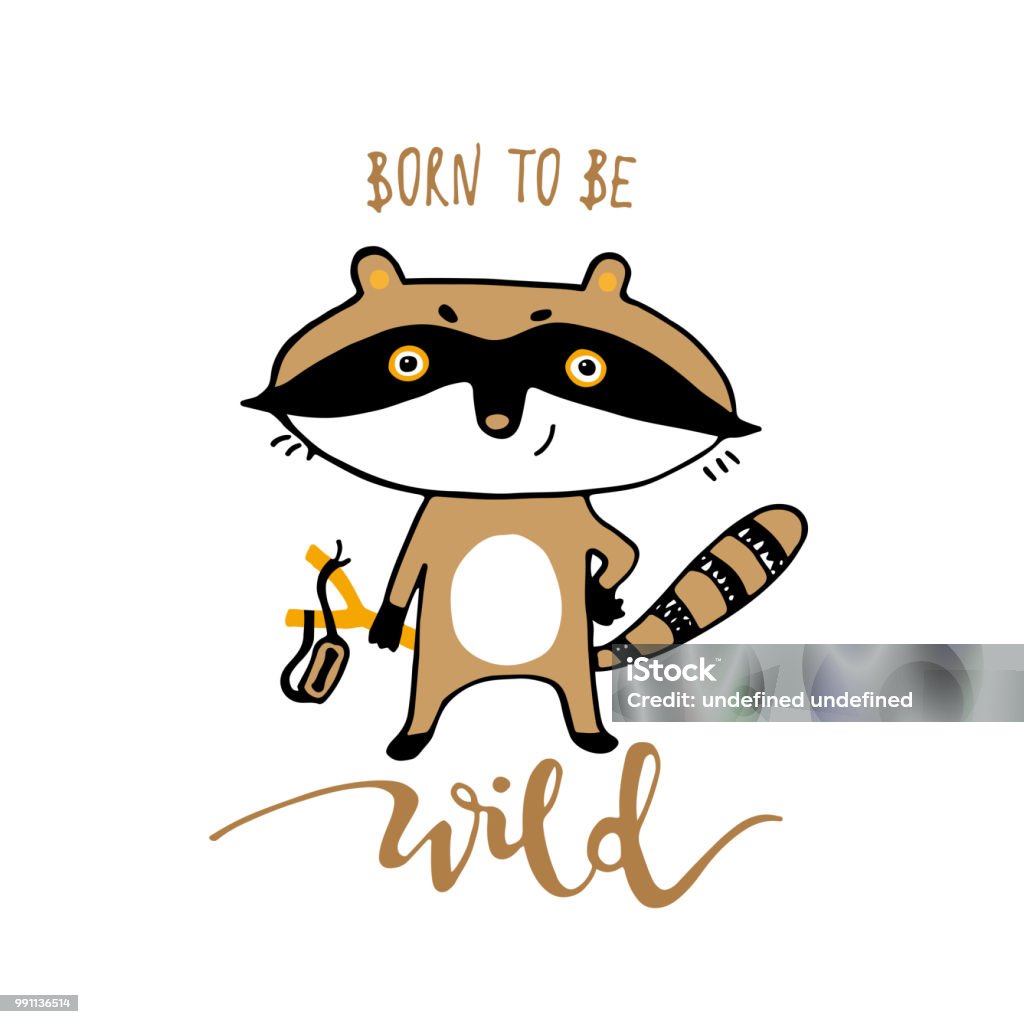 Cute cartoon raccoon. Print for cards, t shirt vector illustration Cute funny cartoon raccoon. Print for cards, t shirt vector illustration Animal stock vector