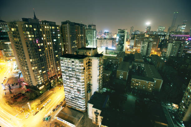 istock Aerial view of Beijing at twilight night 991137044