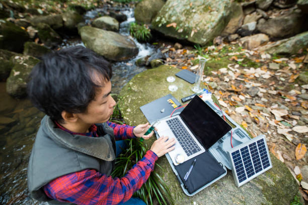 istock A scientist monitoring water quality from a solar powered field laboratory 991138026