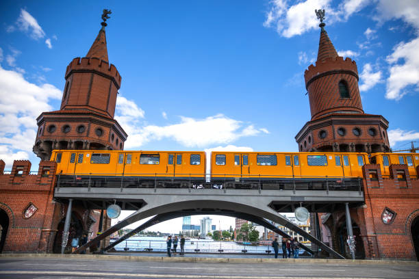 istock Berlin, Oberbaum Bridge with light installation 