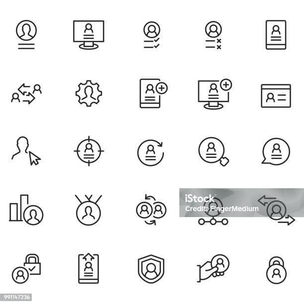 User Profile Icon Set Stock Illustration - Download Image Now - Profile View, Log On, Avatar