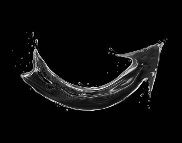 istock Curved arrow made of water on black background 991151178