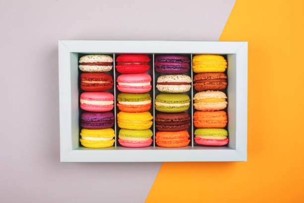istock Box of colorful macarons 991164790