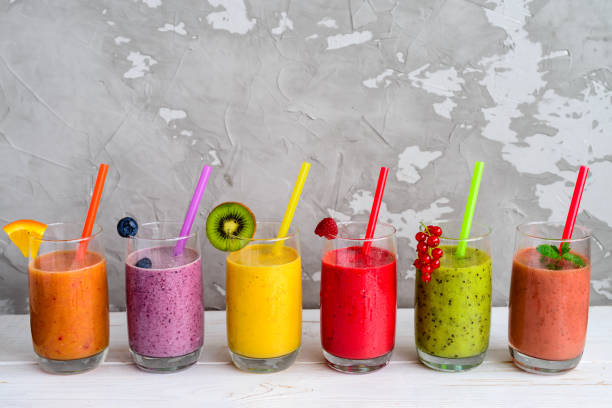 istock Healthy Smoothies with Tropical Fruits, copy space 991200610