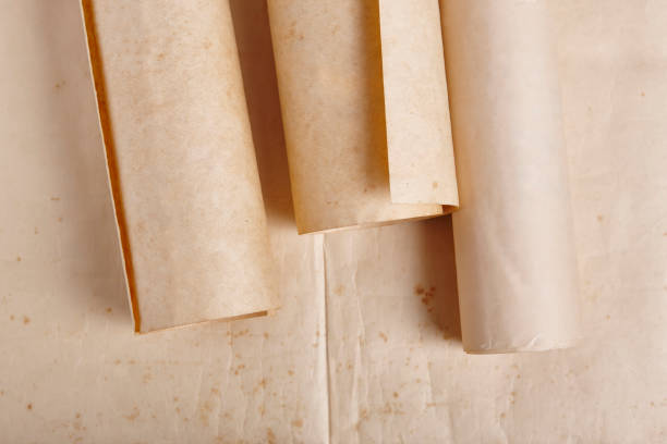 istock Old aged blank rolled parchments. Antique documents. Vintage manuscripts 991203390