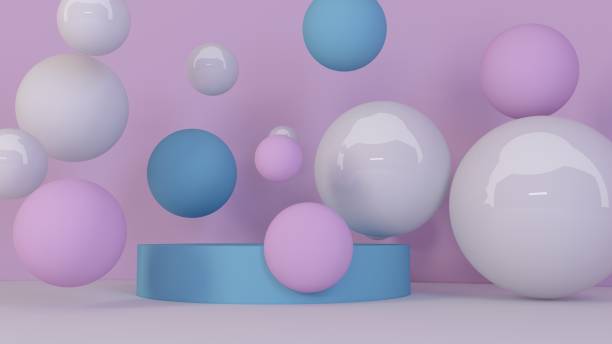 istock Spheres background. Abstract wallpaper. Flying geometric shapes. Trendy modern illustration. 3d rendering 991203706