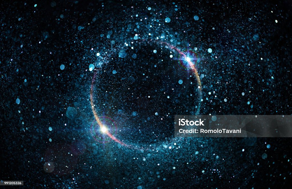 Glitter Particles In Circle - Abstract Black Hole Powder Particles In Burst - Abstract Dark Background Circle Stock Photo