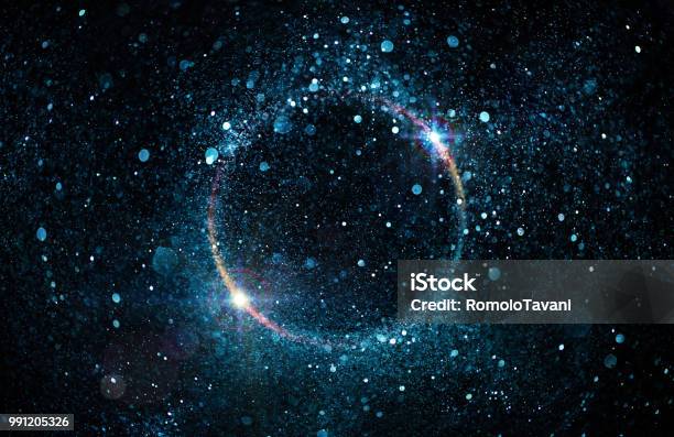 Glitter Particles In Circle Abstract Black Hole Stock Photo - Download Image Now - Circle, Light - Natural Phenomenon, Abstract