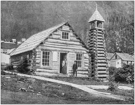Antique photograph of America's famous landscapes: Greek Church in Juneau, Alaska