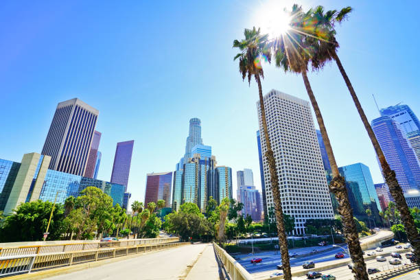 The financial district in Los Angeles on a sunny day. stock photo