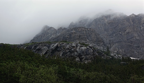 Mountain peaks of Wolverine Pass, near Kootenay National Park.