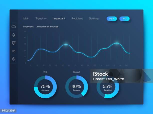 Dashboard Infographic Template With Modern Design Stock Illustration - Download Image Now - Dashboard - Visual Aid, Graph, Data