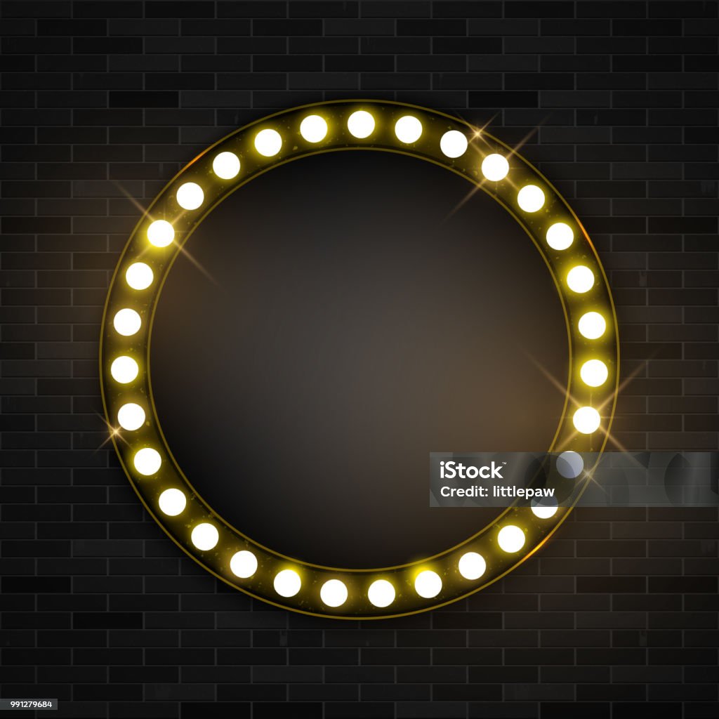 Banner Round Led Round Banner Frame Glowing Fluorescent Light Neon Design Vector ...