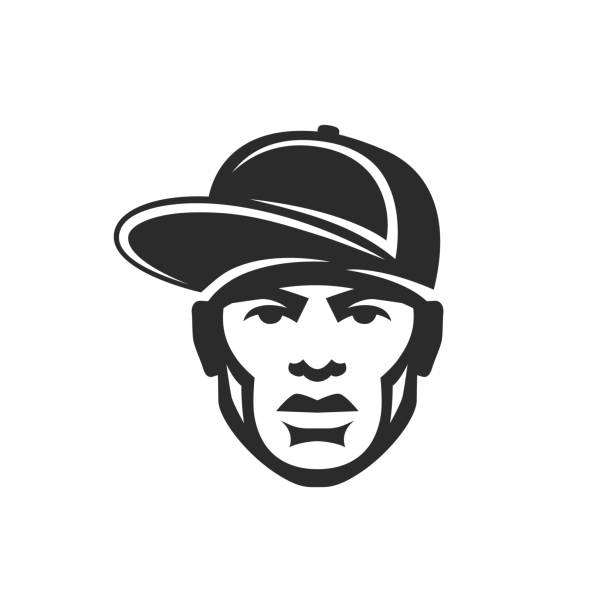 ilustrações, clipart, desenhos animados e ícones de cara de rapper em um boné. ícone do hip hop - baseball cap cap men baseball