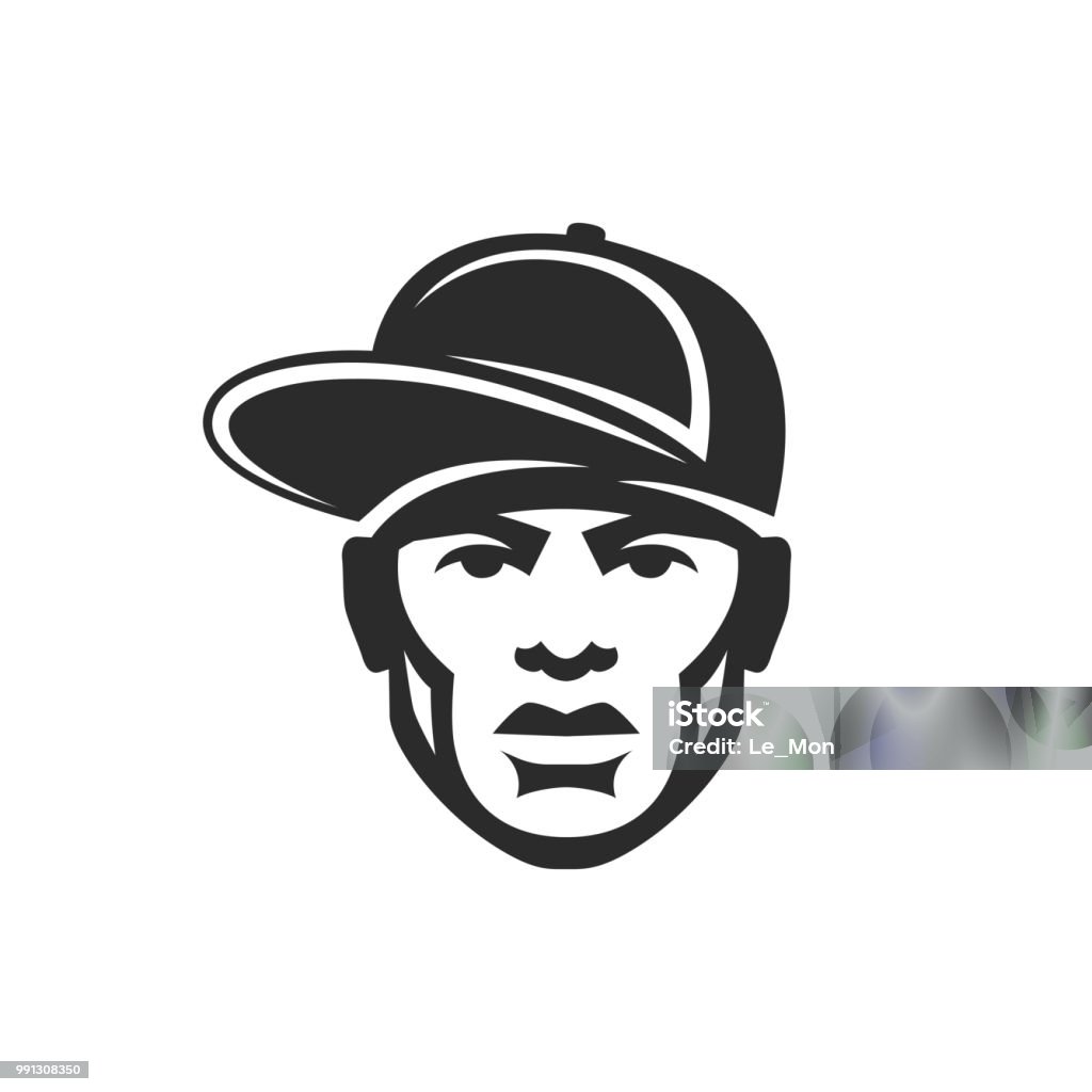 Face rapper man in a cap. Hip Hop icon Men stock vector